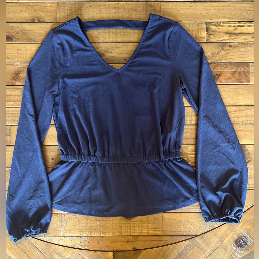 Navy Blue Peplum Top size small (brand new with tags)